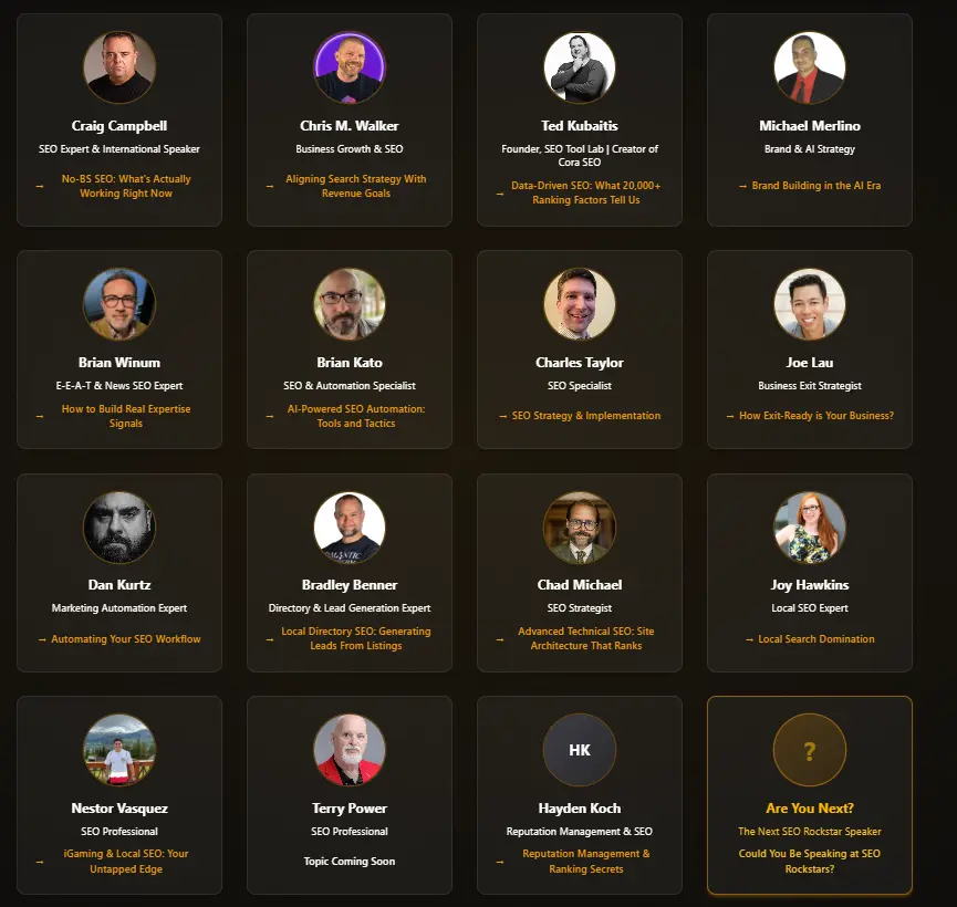 %Speakers For SEO Rockstars Conference